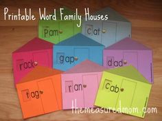 the printable word family houses are on top of each other