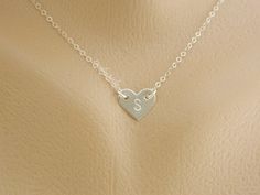 SILVER Initial Necklace Heart Charm Necklace by DanglingJewelry Teen Necklace, Teen Necklaces, Valentine Gifts For Girls, Heart Charm Necklace, Gold And Silver Bracelets, Necklace Flower, Monogram Jewelry, Kids Necklace, Necklace Heart