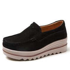 Product information: Sole Material: Rubber Inside material: pigskin Function: keep warm, wear-resistant Size: Packing list: shoes * 1 pair Product Image: Comfortable Slip-on Platform Loafers With Round Toe, Suede Slip-ons With Rubber Sole, Comfortable Black Round Toe Loafers, Black Slip-ons With Rubber Sole, Comfortable Black Slip-ons With Flat Bottom, Black Slip-ons With Rubber Sole And Round Toe, Comfortable Black Leather Slip-on Shoes, Black Leather Slip-ons With Flat Bottom, Comfortable Black Loafers With Textured Sole