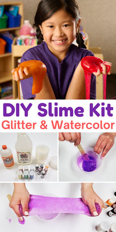 Making slime is easier than ever with our DIY Slime Kit Easy Pack. This pack includes everything needed to create at least 24 batches of glittery slime. All you need are two ingredients to make the slime – glue and a liquid slime activator. Then add glitter and liquid watercolor. Best of all, this slime recipe is safe, washable, and non-toxic. Slime Glue, Diy Slime Kit, Slime Activator, Glitter Watercolor, Making Slime, Slime No Glue, Slime Kit, Liquid Watercolor, How To Make Slime