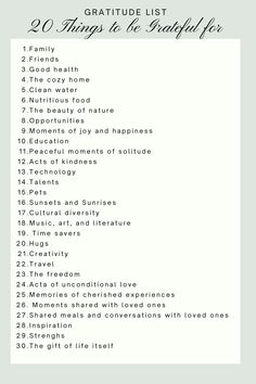 a list with the words, 20 things to be taught