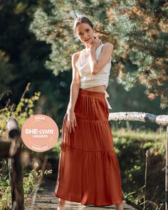 Our exquisite Pure Silk Tiered Maxi Skirt in Burnt Orange / Rust is one of my favourite pieces. Designed by me in Europe and crafted with utmost care by our fine silk artisans, this skirt is elegant, sophisticated and on trend with the gorgeous rust colour that is THE colour of the season. Made from 16 momme silk which has the most luxurious feel, this skirt offers a floaty drape that gracefully flows as you move. The sandwashed finish adds a subtle sheen and a suede-like softness to the fabric. Orange Maxi Skirt, Rust Colour, Skirt Flowy, Evening Cocktail Party, Skirts Flowy, Long Skirt Summer, Silk Maxi Skirt, Silk Gifts, Party Rock