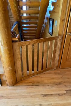 there is a wooden stair case in the house