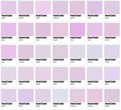 the pantone color chart is shown in shades of pink, purple and white with different names