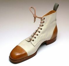 Brown White Leather Ankle High Boot, Men Lace up Boot on Storenvy Luxury Men's Formal Lace-up Shoes, Men Leather Boots, White Leather Ankle Boots, Ankle Lace Up Boots, Tan Leather Boots, Custom Design Shoes, High Ankle Boots, Ankle Boots Men, Brown Leather Ankle Boots