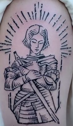 Joan Of Arc American Traditional Tattoo, Anne Boleyn Tattoo, Joan Of Art Tattoo, Historical Tattoos, Saint Joan Of Arc, St Joan, Friday 13th, Anne Boleyn