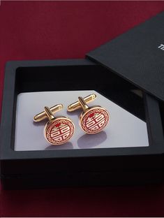 Elevate your wedding attire with our exquisite double Happiness cufflinks and Tie Clip - perfect for the groom and his best man. Embrace tradition and bring some luck to your special day with these luxurious accessories. Elegant Red Cufflinks For Formal Occasions, Classic Red Cufflinks For Formal Occasions, Wedding Jewelry Gift For Father's Day, Elegant Cufflinks In Gift Box For Father's Day, Elegant Cufflinks With Gift Box For Father's Day, Classic Jewelry Gift For Father's Day, Classic Jewelry Gift Box For Father's Day, Elegant Father's Day Cufflinks In Gift Box, Elegant Cufflinks With Gift Box