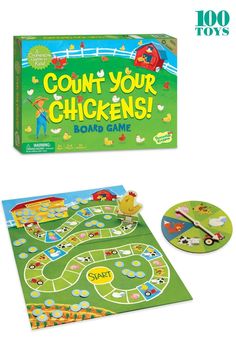 a board game with the words count your chickens on it and an image of a chicken