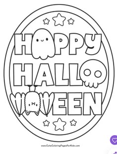 the happy halloween coloring page for kids to print and color with their own name on it