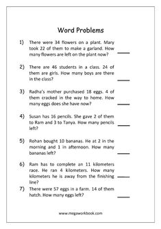 word problems worksheet with answers for students to use in their class or classroom