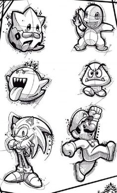 some character designs for sonic the hedgehog from mario kartman and other cartoon characters