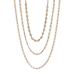 Effortlessly add a layered finishing touch to your look with this multi-chain necklace from LC Lauren Conrad. Effortlessly add a layered finishing touch to your look with this multi-chain necklace from LC Lauren Conrad. Chain length: 16 in. with 3-in. extender Clasp: lobster-claw Metal: brass, iron, zinc Plating: gold tone Finish: polished Nickel free Not appropriate for children 14 years old and younger. Size: One Size. Gender: female. Age Group: adult.