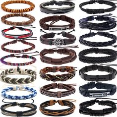 PRICES MAY VARY. TRIBAL LEATHER BRACELETS SET--Classic adjustable bracelets pack, including leather,hemp cords,natural stone beads and Woven Hemp.Different Color and Style can Easy Match Your Everyday Wearing Needs.Economical bracelet set Jewelry for both men and women，Deserve to Buy. TOP-CLASS MATERIAL--High Quality Genuine Leather and Handmade Hemp and Natural Stone Bead,4-Leval Quality Control,100% Handmade;Wearing Experience Survey. Longer Time to Wear. ADJUSTABLE LEATHER BRACELETS--7-11 Inc Leather Bracelets For Men, Bracelets Adjustable, Bracelet Pack, Natural Stone Beads, Hemp Cord, Set Jewelry, Woman Weaving, Braided Leather Bracelet, Leather Bracelets