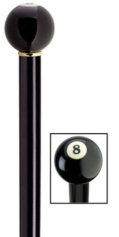 Genuine 8-Ball Walking Stick Eight Ball, Horn Of Plenty, Pool Ball