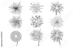 set of fireworks on white background