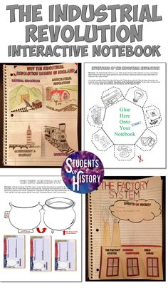 the industrial revolution interactive notebook with pictures and instructions to help students learn how to use it