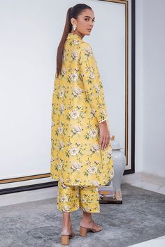 A breezy canary yellow silhouette is the perfect balance of print on print. Finished with a scallop lace detailing on the sleeves and a collared neckline, this raw silk co-ord set is your go to summer staple. Coord Sets, Canary Yellow, Summer Staples, Co Ord Set, Scalloped Lace, How To Dye Fabric, Raw Silk, Co Ord, Digital Photography