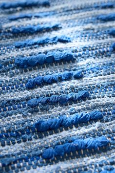 closeup of blue and white woven material