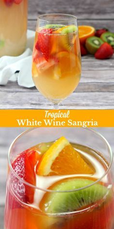 tropical white wine sangria with fruit in it