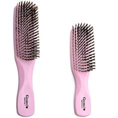 Set of two sizes: purse / travel (6.25 inch) and dresser (7.75 inch). This superb quality detangling brush for black natural hair has rounded tip/pin bristles for a gentle touch on sensitive scalps, effortless gliding through hair brush for women, releasing of hairs natural oils, and preventing pulling and hair brush men breakage, making it the best of its kind also can be used as a wet dry brush. Made from cellulose acetate, a resilient and durable material derived from cotton. It softly detang Black Natural Hair, Baby Grooming, Hair Brush Set, Girl Hairstyle, Natural Hair Oils, Detangling Brush, Sensitive Scalp, Hair Brushes