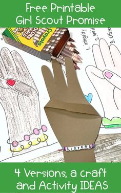 a paper bag with the words free printable girl scout's craft and activity ideas