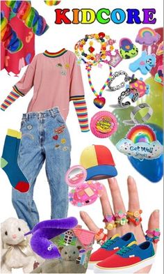 Toddlercore Aesthetic, Unusual Outfits Ideas, Dreamcore Aesthetic Outfits, Crazy Outfits Weird, Kidcore Aesthetic Outfits, Clowncore Fashion, Kidcore Style