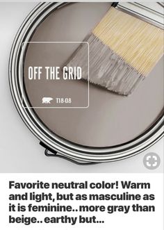 a gray paint can with the words off the grid on it and an image of a brush