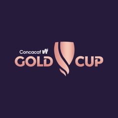 the gold cup logo is shown on a dark background with pink and purple colors,