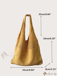 an image of a bag with measurements for the size and width on it, as well as