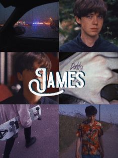 a collage of photos with the words james on them and images of young men