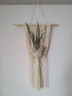 Macrame plant wall hanging , The drum stick dowel measures 15" across the hanging 10"x25" approx It fits a 4.5" pot (not included) Can be made in different sizes and colours, please contact me. **ALL ORDERS SENT OVERSEAS ARE SENT STANDARD MAIL UNLESS TRACKING IS REQUESTED** Macrame Plant Wall, Macrame Driftwood, Branch Weaving, Plant Wall Hanging, Macrame Shelf, Macrame Designs, Macrame Plant Hanger Patterns, Hanging Plant Wall, Driftwood Wall