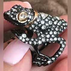 Alexis Bittar Frog Ring With Crystals In Sz 7. Comes With Pouch. New No Tags. Frog Ring, Alexis Bittar Jewelry, Alexis Bittar, Womens Jewelry Rings, Pouch, Women Jewelry, Crystals, Tags, Ring