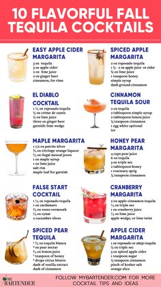 Fall Tequila Cocktails Easy Drink Cocktails, Fall Flavor Cocktails, Mix Drinks Alcoholic Tequila, Cozy Drinks Alcohol, Fall And Winter Cocktail Recipes, Fall Cocktail Tequila, Good Tequila Drinks, Autumn Tequila Cocktails, Cocktail Recipes That Dont Taste Like Alcohol