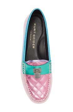 A goldtone lock and diamond quilt texture bring signature style to a denim twill loafer. Textile upper/textile and synthetic lining/synthetic sole Imported Hot Pink Loafers, Quilt Texture, Granny Christmas, Loafer Women, Diamond Quilt, Kurt Geiger, Loafers For Women, Signature Style, Christmas List