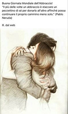 a drawing of two people hugging each other