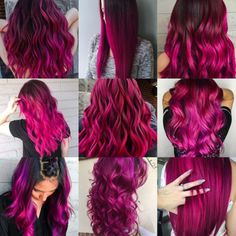 Burgendy Hair Color, Elumen Hair Color, Red Hair Outfits, Pink Witch, Witch Hair, Hair Colouring