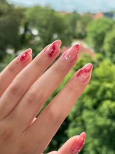 Gel X Blooming Gel, Gel Nails Blooming, Bloom Gel Nail Art, Red Blooming Gel Nails, Blooming Gel Nails Designs, Pink Blooming Gel Nails, Nail Art Blooming Gel, Nail Inspo 2024, Pink And Red Nail Art