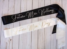 "This beautiful personalized sash is perfect for the \"Future Mrs.\" It comes in a variety of colors to match your style. It comes about 72\" long and has a safety pin closure. Sash will arrive in gift packaging and will be ready to wear immediately without any wrinkles and the seams are heated to keep any fraying from happening. Why buy from Firstand18th? I have sourced my ribbon from over 20 vendors and only use the finest double sided satin. It's also the most expensive but I did not want to cut any corners. The vinyl is also the highest quality and will not lift ever. Lastly, I ship the sash in my own special gift bag that is ready to wear as soon as you open it without any creases or wrinkles. Please let me know if you have any other questions. Thanks for looking!" White Satin Wedding Sash, Elegant White Bride Sashes, White Satin Party Sash, Future Mrs Sash, Bridal Party Sashes Bachelorette, Bride Sash Bachelorette, Sash Bachelorette, Bride Sash, Bridal Shower Sash