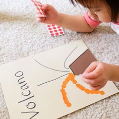 Volcano Fine Motor Activities, Dinosaurs And Volcanoes Preschool, Volcano Theme Preschool, Volcano Crafts For Toddlers, Volcano Preschool Activities, Volcano Art For Kids, Volcano Craft Preschool, Volcano Craft For Kids, Volcano Activities For Preschool