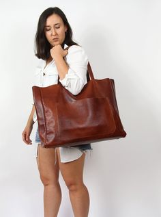 OVERSIZED TOTE Large Slouchy Tote Cognac Brown Handbag for - Etsy Everyday Vintage Brown Bags With Leather Backing, Large Brown Travel Bag, Large Brown Satchel For Everyday Use, Brown Large Satchel For Everyday Use, Large Brown Satchel For Daily Use, Large Leather Bags For Everyday Use, Large Leather Satchel For Shopping, Everyday Large Brown Satchel, Large Brown Bag For Everyday Use