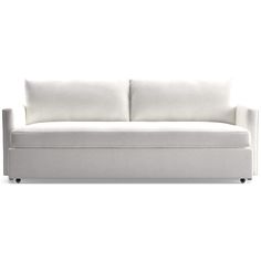 a white couch with two pillows on it