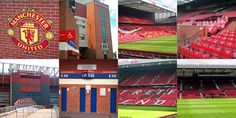 four different pictures of the manchester united stadium