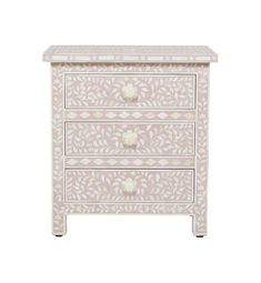 Bone Inlay Floral 3 Drawer Bedside Blush Pink 1 Pink Bedside Tables, Inlay Nightstand, Hand Carved Furniture, 3 Drawer Bedside Table, Bone Inlay Furniture, Console Tv, Inlay Furniture, Bedroom Furnishings, Bedside Storage