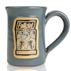 a coffee mug with an image of a knight on it's front and sides