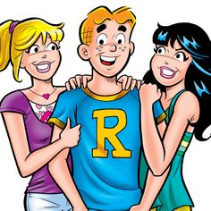 three young people standing next to each other with the letter r on their t - shirt