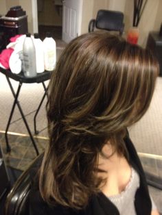 Layered Highlighted Hair Brunettes, Highlights For Medium Brown Hair, Chunky Balayage, Brown Hair Inspo, Brunette Hair With Highlights, Hair Streaks, Hair Dye Ideas