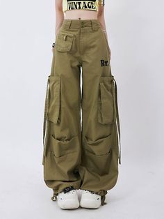 Japanese Goth, Grunge Harajuku, Wide Leg Casual Pants, Cargo Pants Baggy, Fall Outfits Korean, 2000s Grunge, Style Cargo Pants, Pants Baggy, Casual Wide Leg Pants