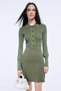 Veronica Beard Resort 2025 Ready-to-Wear Collection Resort 2025, 2025 Spring, Ribbed Mini Dress, Polo Sweater, Looks Chic, Professional Outfits, Veronica Beard, Long Sleeve Polo, Fashion Wear