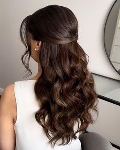 best up dos for long hair 2024 op best up dos for long hair 2024 #longhair #hair #hairstyle #hairstyles #beauty #haircolor #haircut #blondehair #blonde #hairstylist #fashion #hairgoals #love #balayage #makeup #curlyhair #style #instagood #selfie #girl #instahair #photography #naturalhair #brunette #model #beautiful #me #longhairdontcare #hairextensions #smile Bridal Hair Down Brown, Graduation Hairstyles With Cap Curls, Soft Curls Half Up Half Down, 8th Grade Prom Hairstyles, Half Up Half Down Curly Bridal Hair, Half Up Curled Hairstyles, Wedding Hair For Off Shoulder Dress, Half Up Half Down Front View, Medium Length Hair Styles Formal