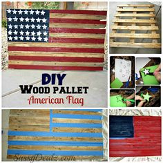 an american flag made out of pallet wood